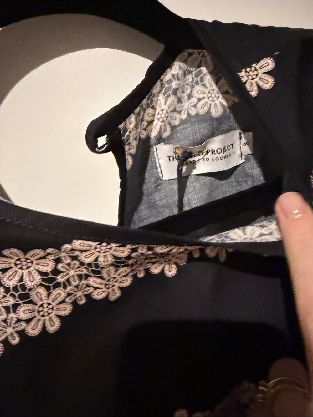 The Lulo Project Black Mini Dress with Cream Floral Lace Detail - Picture 2 of 5